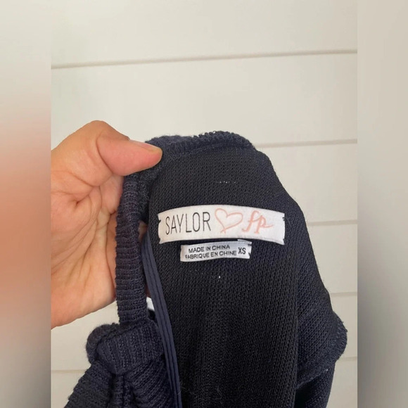 Saylor x Free People Blue Chase Knit Mini Ruffle Sweater Dress Size x-Small - Picture 10 of 10